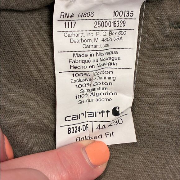 CARHARTT Relaxed Straight Twill Dungaree Work Pants B234 Brown Men’s Size 44x30 - Picture 8 of 8
